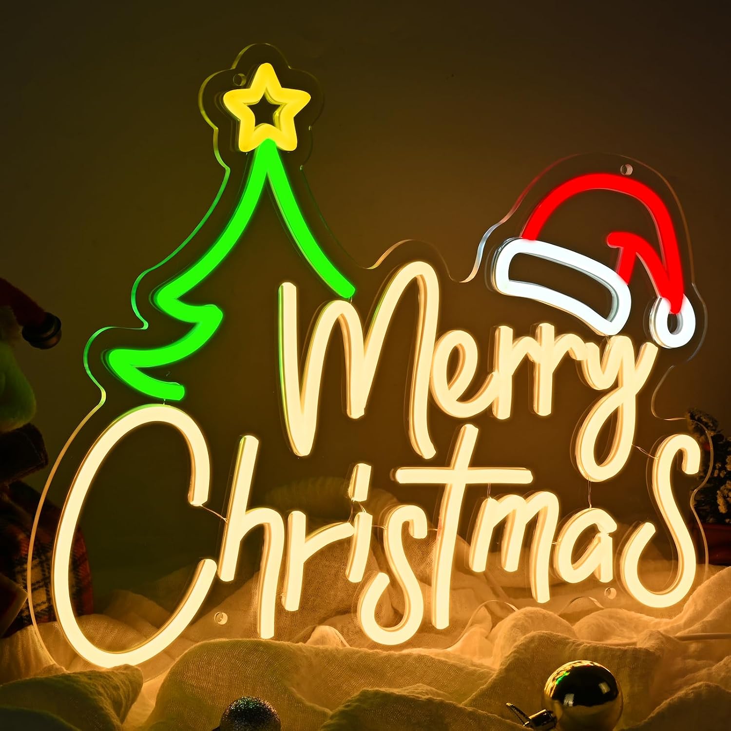 Lighting Christmas Decor - Letrero de neón con motivos navideños,