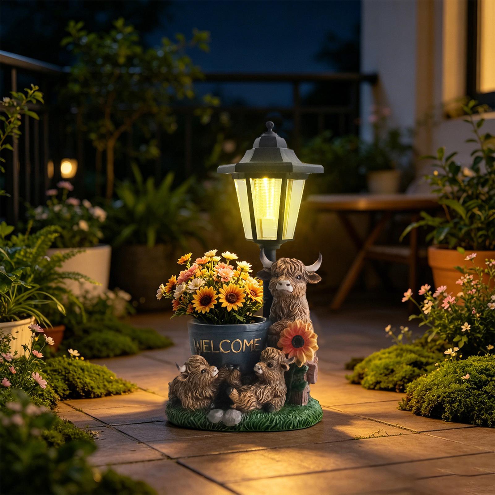 Up Lighting Decor - Figura decorativa de vaca de resina