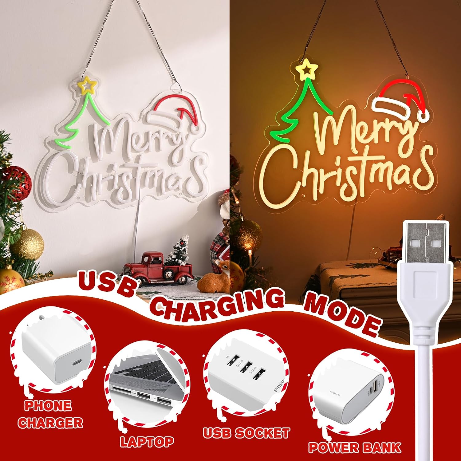 Letrero de neón con motivos na - Lighting Christmas Decor reseña y precio