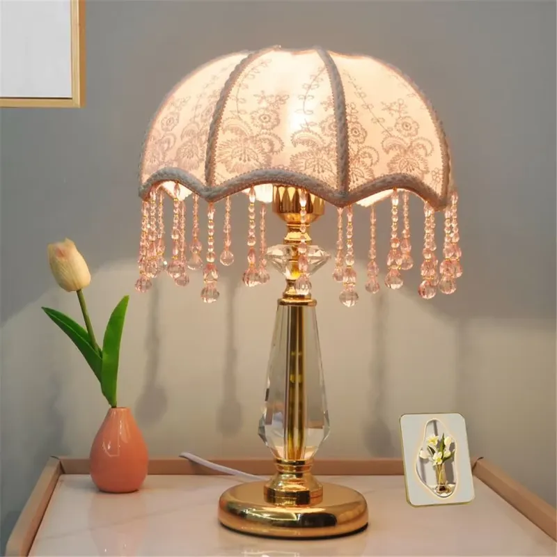 Lámpara de mesa de cristal de  - Lighting Decor Bedroom reseña y precio